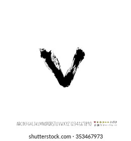 Hand drawn alphabet & number illustration & calligraphy - vector
