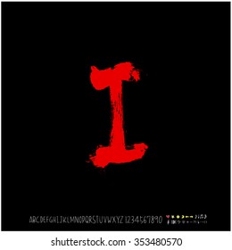 Hand drawn alphabet & number illustration & calligraphy - vector