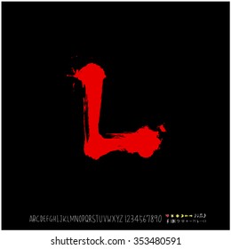Hand drawn alphabet & number illustration & calligraphy - vector