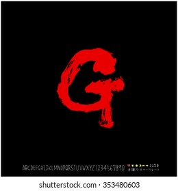 Hand drawn alphabet & number illustration & calligraphy - vector