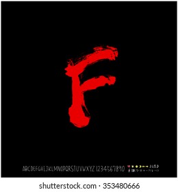 Hand drawn alphabet & number illustration & calligraphy - vector