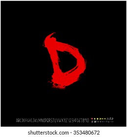 Hand drawn alphabet & number illustration & calligraphy - vector