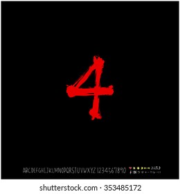 Hand drawn alphabet & number illustration & calligraphy - vector