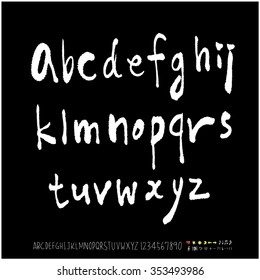 Hand drawn alphabet & number illustration & calligraphy - vector