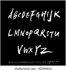 Hand drawn alphabet & number illustration & calligraphy - vector