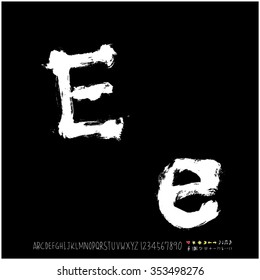 Hand drawn alphabet & number illustration & calligraphy - vector