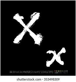 Hand drawn alphabet & number illustration & calligraphy - vector
