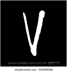 Hand drawn alphabet & number illustration & calligraphy - vector