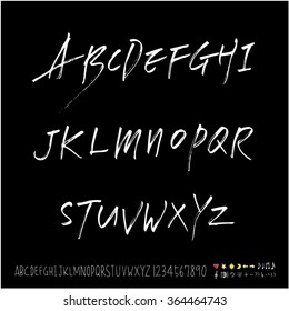 Hand drawn alphabet & number - vector