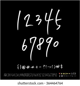 Hand drawn alphabet & number - vector