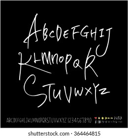 Hand drawn alphabet & number - vector