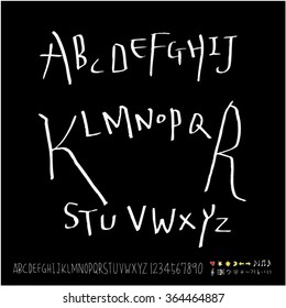 Hand drawn alphabet & number - vector