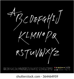 Hand drawn alphabet & number - vector