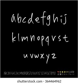 Hand drawn alphabet & number - vector