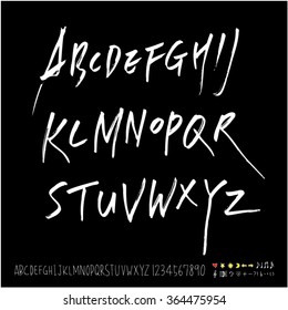 Hand drawn alphabet & number - vector