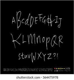 Hand drawn alphabet & number - vector