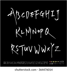 Hand drawn alphabet & number - vector