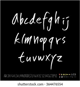 Hand drawn alphabet & number - vector