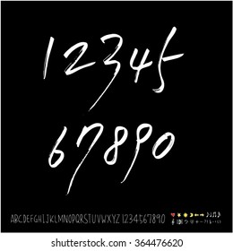 Hand drawn alphabet & number - vector