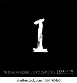 Hand drawn alphabet & number - vector