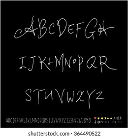 Hand drawn alphabet & number - vector