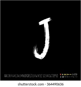 Hand drawn alphabet & number - vector