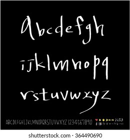 Hand drawn alphabet & number - vector