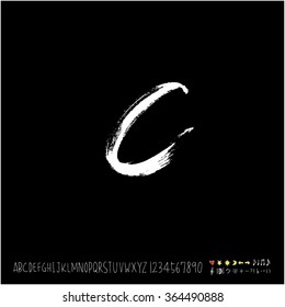 Hand drawn alphabet & number - vector