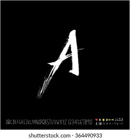 Hand drawn alphabet & number - vector