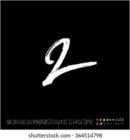 Hand drawn alphabet & number - vector