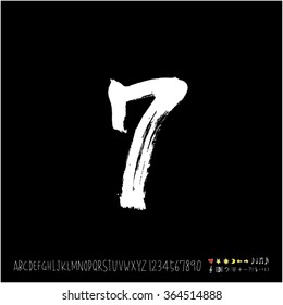 Hand drawn alphabet & number - vector