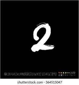Hand drawn alphabet & number - vector