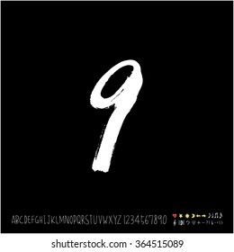 Hand drawn alphabet & number - vector