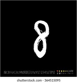 Hand drawn alphabet & number - vector