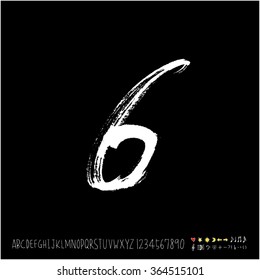 Hand drawn alphabet & number - vector