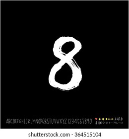 Hand drawn alphabet & number - vector