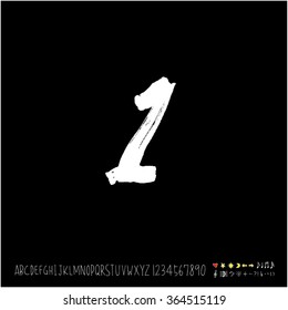 Hand drawn alphabet & number - vector