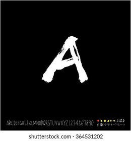 Hand drawn alphabet & number - vector