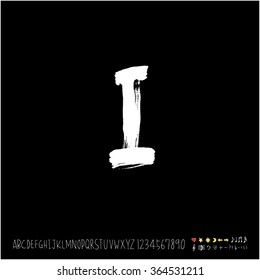 Hand drawn alphabet & number - vector