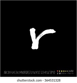 Hand drawn alphabet & number - vector