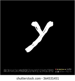 Hand drawn alphabet & number - vector