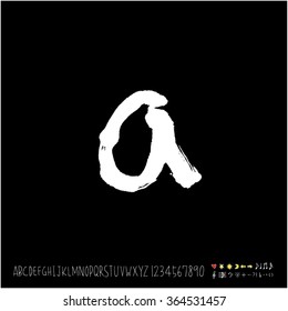 Hand drawn alphabet & number - vector