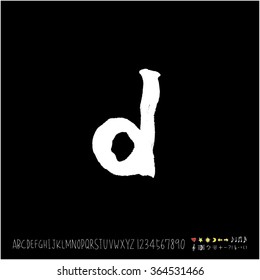 Hand drawn alphabet & number - vector