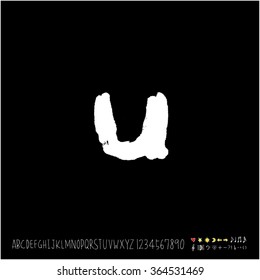 Hand drawn alphabet & number - vector