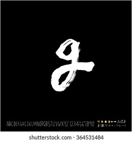 Hand drawn alphabet & number - vector