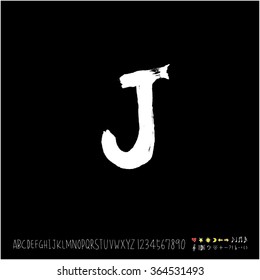 Hand drawn alphabet & number - vector