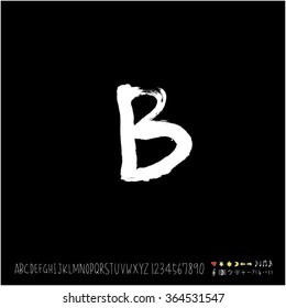 Hand drawn alphabet & number - vector