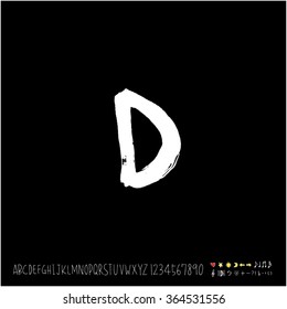 Hand drawn alphabet & number - vector
