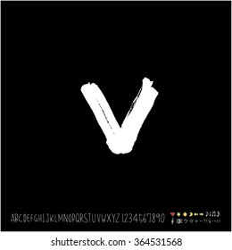 Hand drawn alphabet & number - vector
