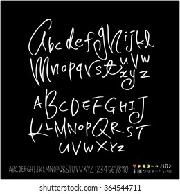Hand drawn alphabet & number - vector